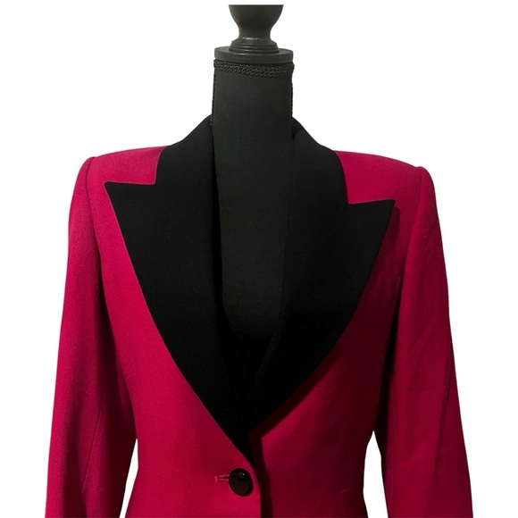 Kasper Magenta Preppy Barbiecore Office Career 100% Wool Suit Jacket Size 8 - Picture 2 of 14